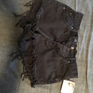 Boutique black distressed shorts